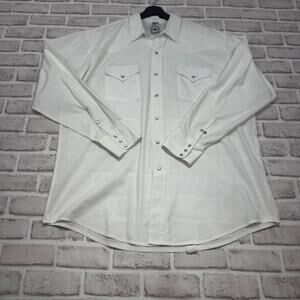 Mid-West Garment Co. Western White Long Sleeve Button Down Shirt Men's Size XL‎